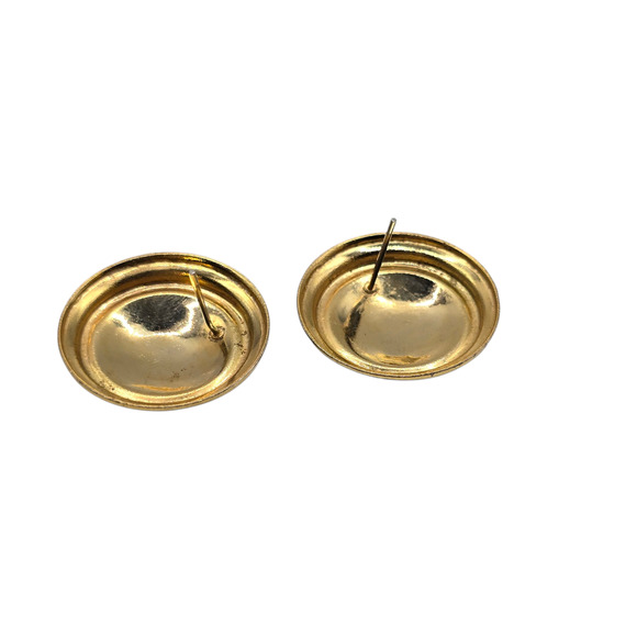 Earrings Purple Enamel Gold Tone Studs Round Domed Post Thin Metal SKU2394 - Picture 5 of 5